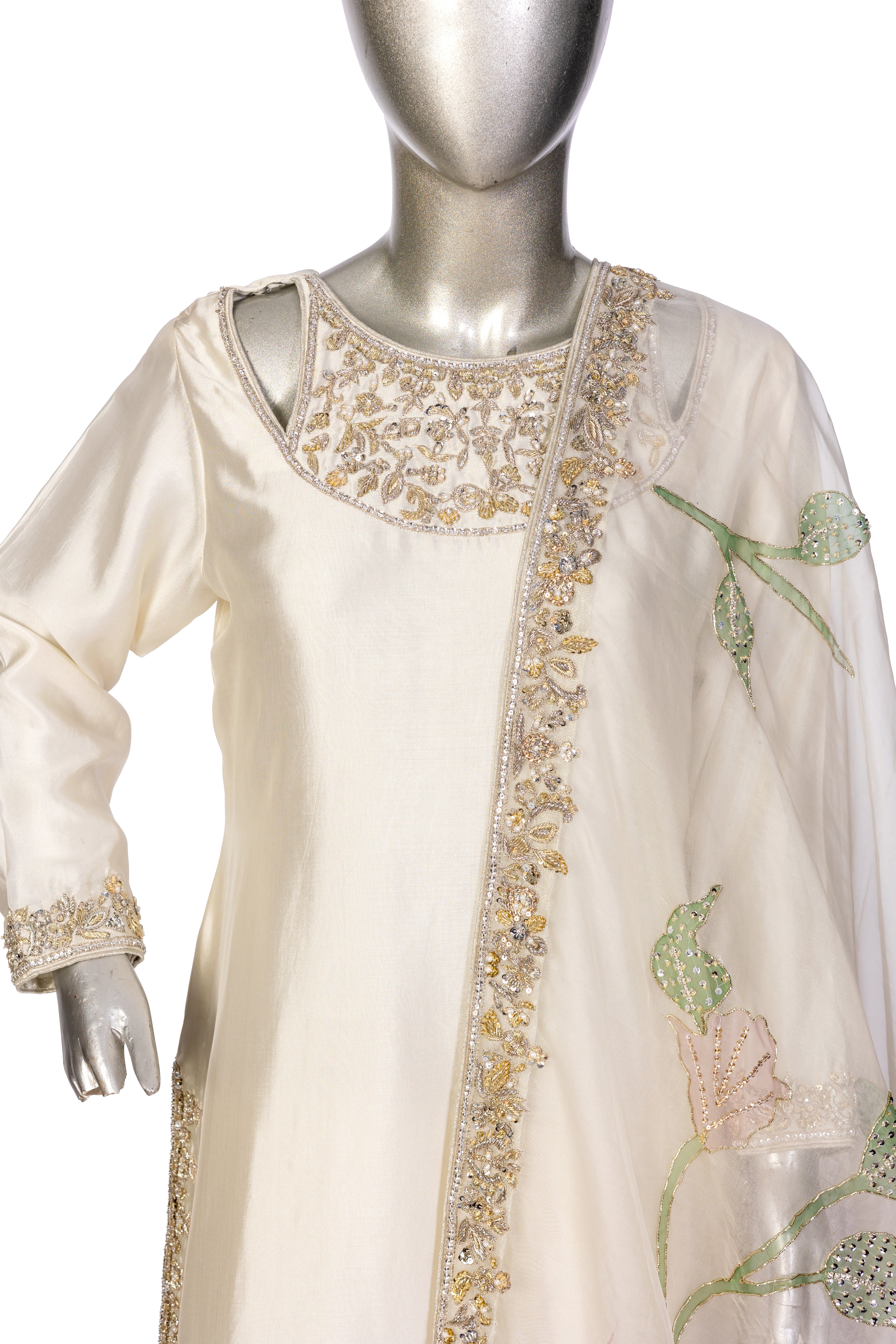 Tabish – Luxury Sheesha Silk 3-Piece Suit with Hand-Painted Dupatta