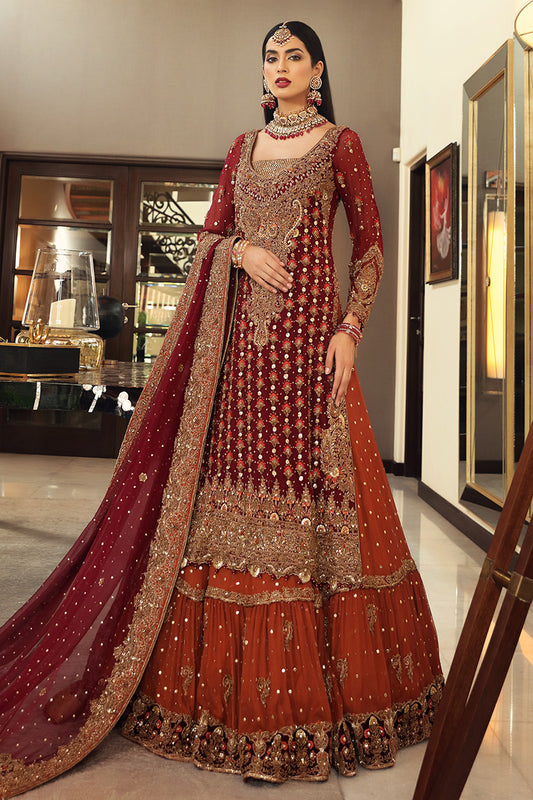 Taleya-Traditional Maroon Wedding Outfit for Pakistani and Indian Brides