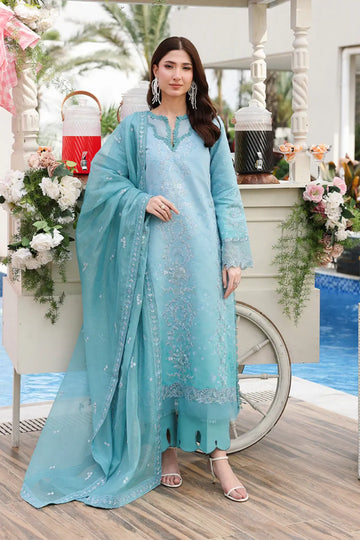 Tara by Rang Rasiya Ice Blue Embroidered Lawn 3PC Suit with Textured Dupatta