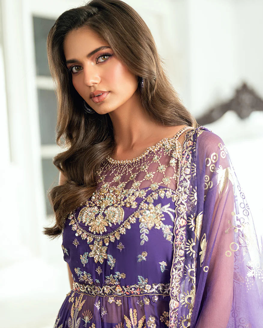 Tara Taal by Mushq Purple Embroidered Chiffon Anarkali Stitched Outfit – Shop Pakistanimoda.com