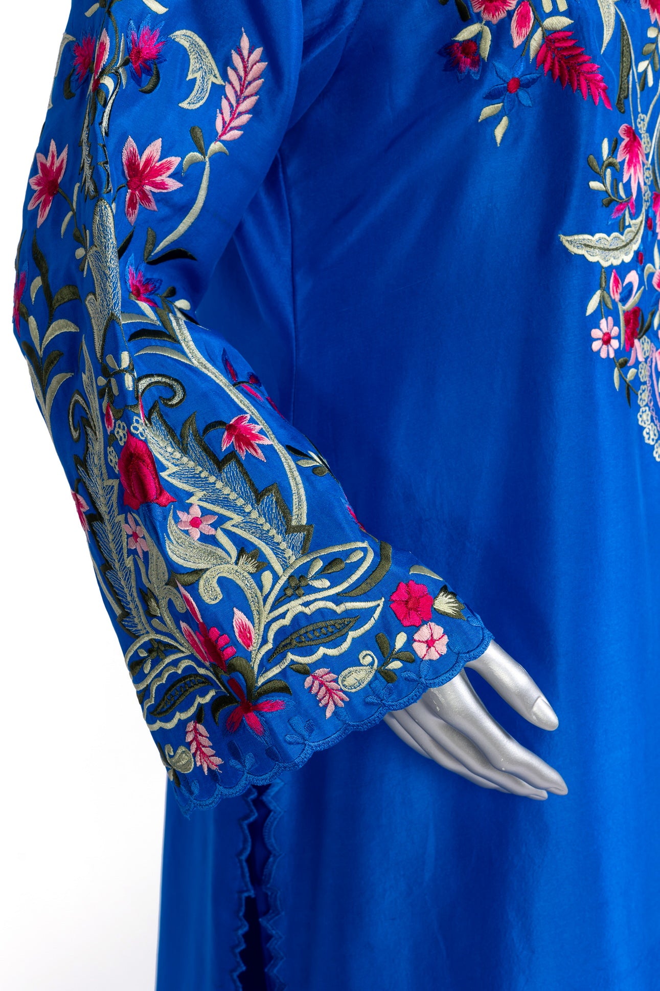 Tavisha royal blue silk outfit with long shirt, straight pants, handwork, and tie-dye organza dupatta for parties, dinners, and formal events by MariamRaj