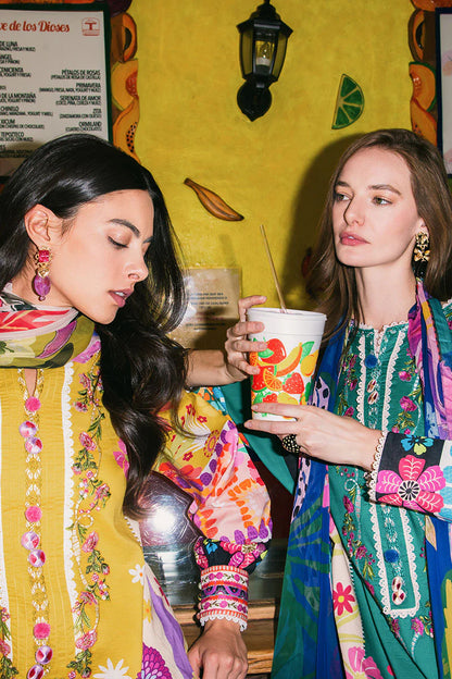 The Dream- Printed mustard yellow lawn suit By- Mushq