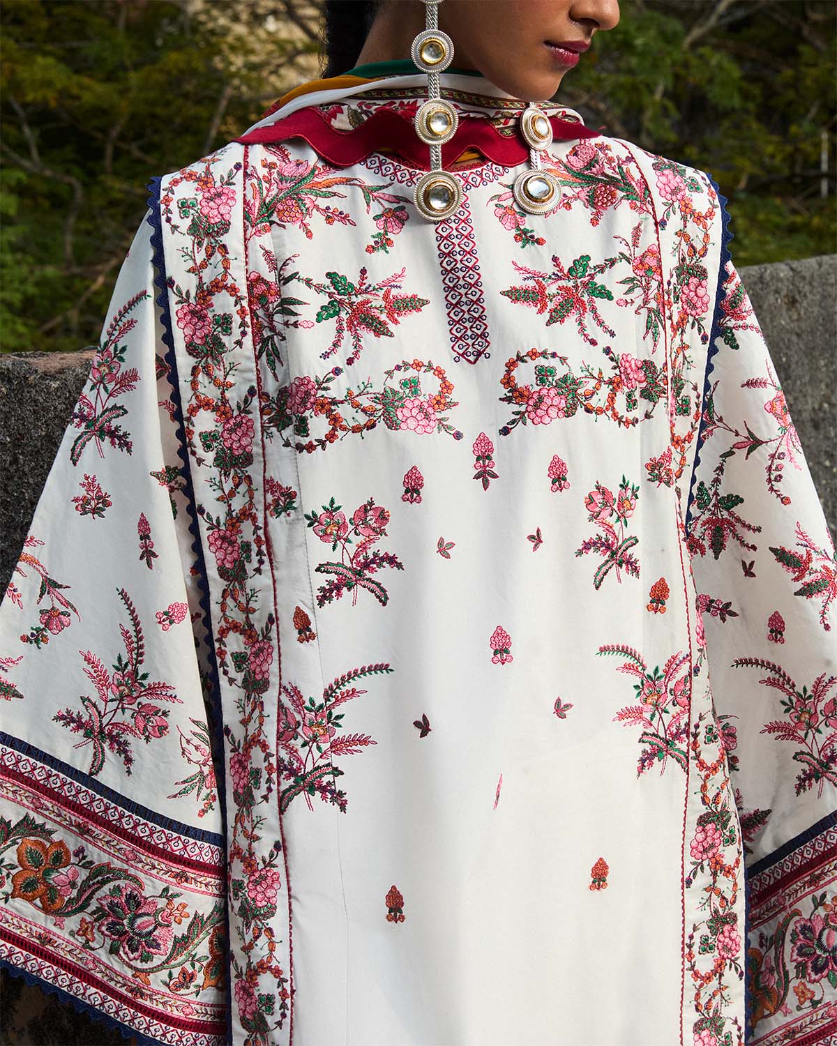 Tibet- Floral Off-White Embroidered Ensemble By- Hussain Rehar