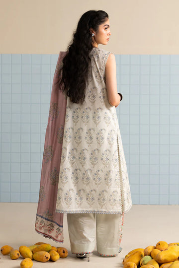 Tinsa-3B Pakistani lawn suit in silver satin grey – Coco by Zara Shahjahan