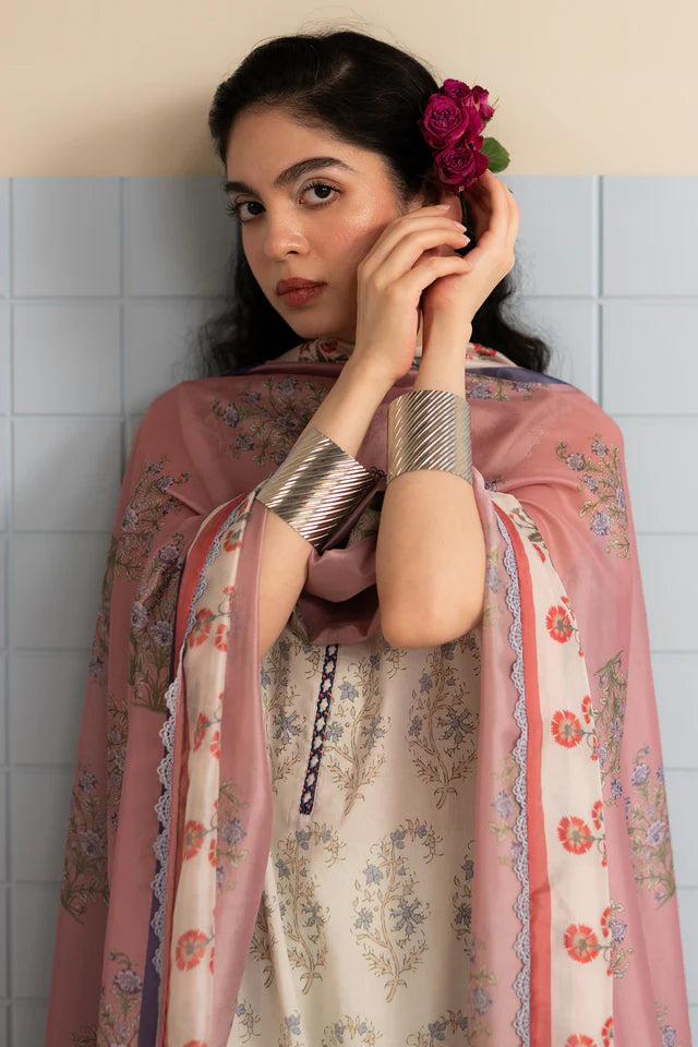 Tinsa-3B Pakistani lawn suit in silver satin grey – Coco by Zara Shahjahan