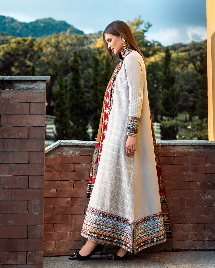 Tuscan Dawn – Order Elegant Mushq White Karandi Winter Suit Online 