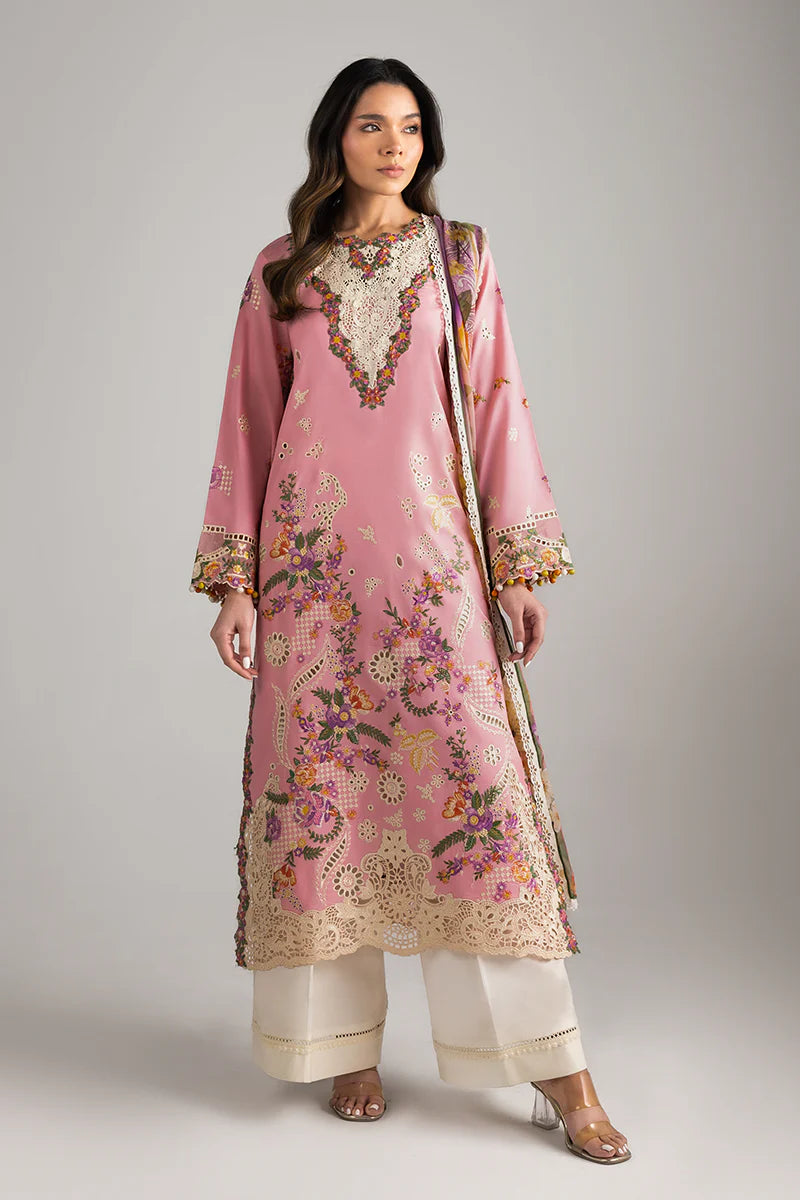 Twinkling Tempos- Light Pink Manaram Luxury lawn Outfit By- Mushq