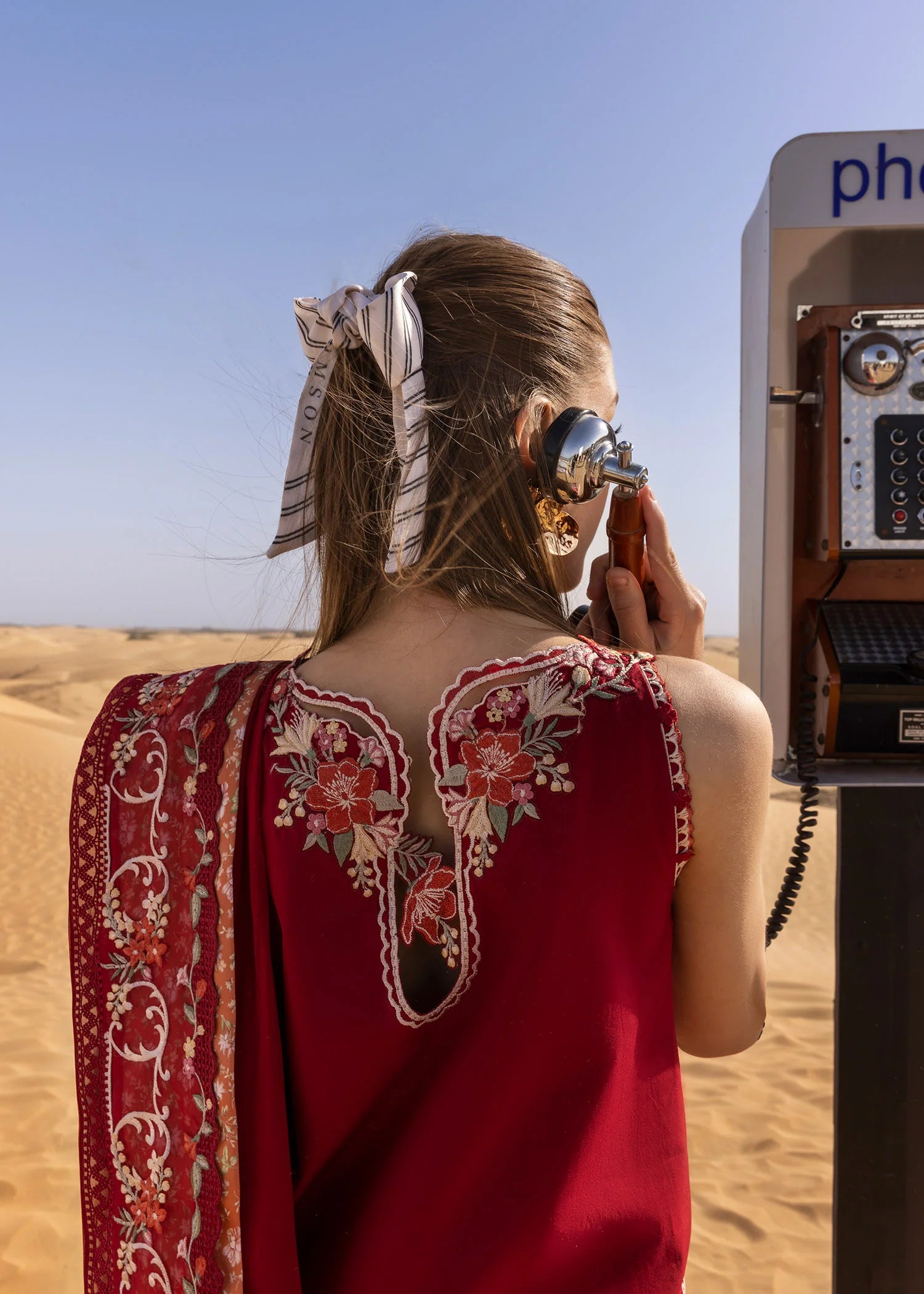 Twirls And Ties - D8 B- Cherry Red Embroidered Lawn Outfit By- Crimson