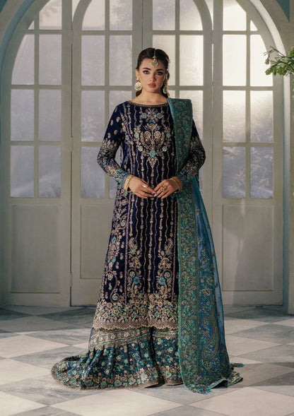 Aik Store Udaipur Look 10 navy velvet embroidered dress for winter parties and festive nights – available now at Pakistanimoda.com