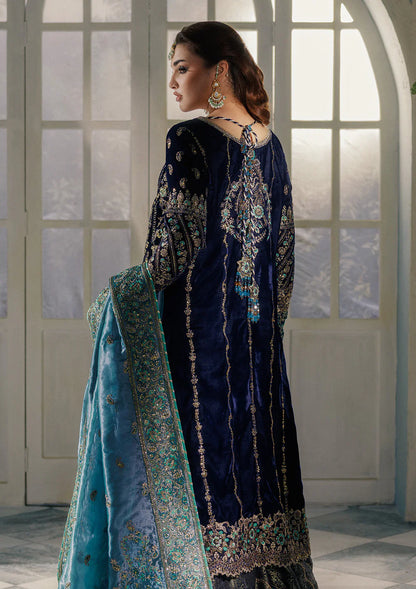Aik Store Udaipur Look 10 navy velvet embroidered dress for winter parties and festive nights – available now at Pakistanimoda.com
