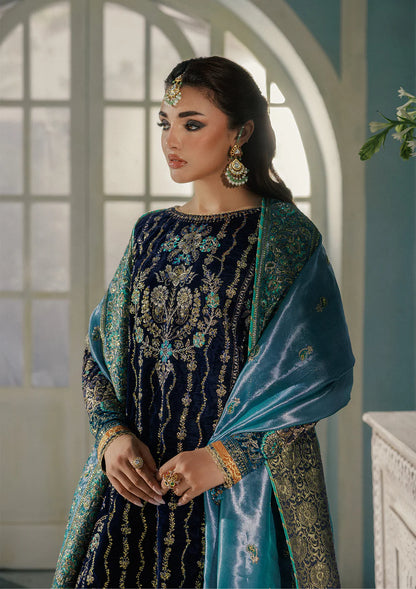 Aik Store Udaipur Look 10 navy velvet embroidered dress for winter parties and festive nights – available now at Pakistanimoda.com