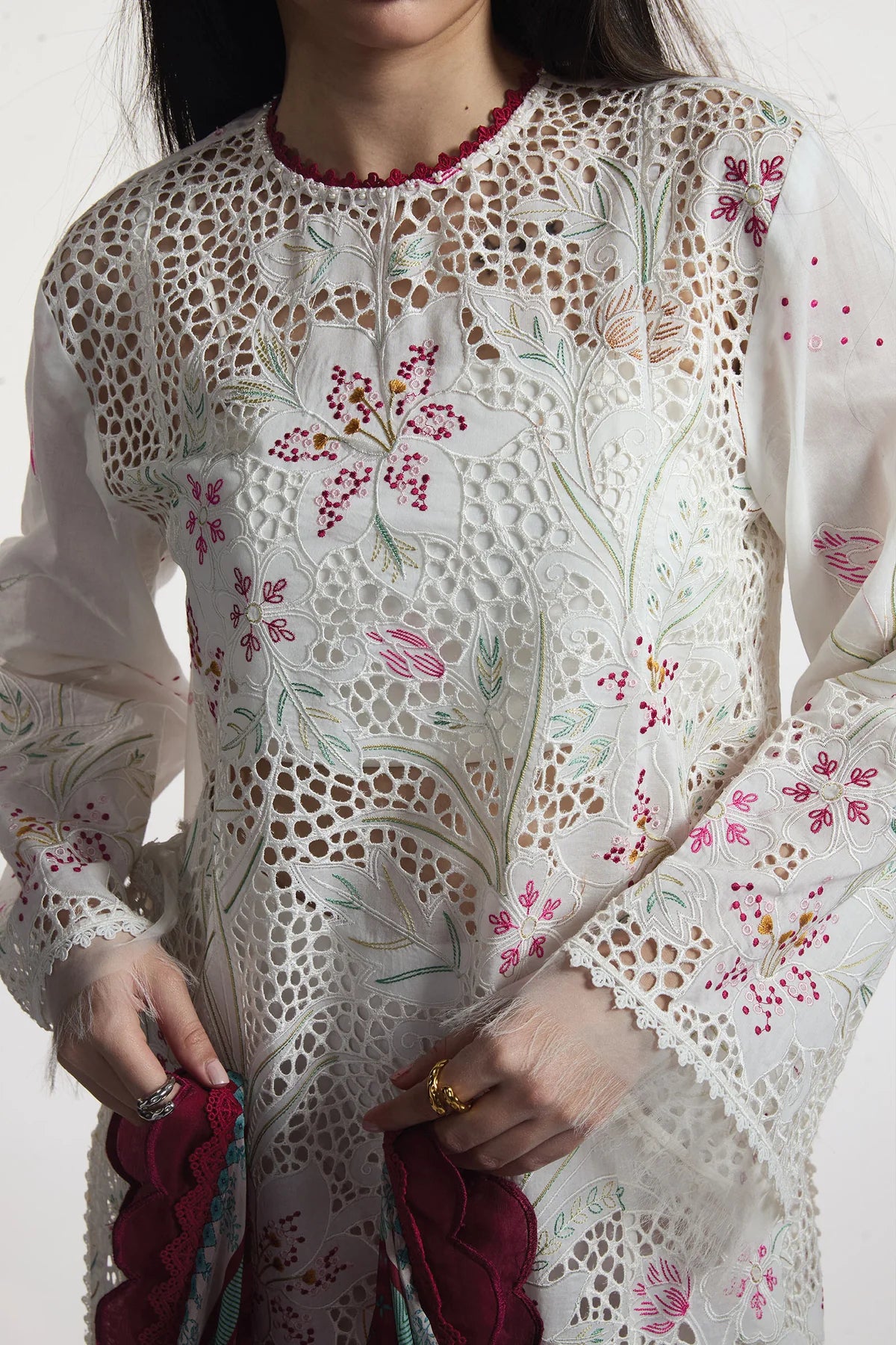 Umi-3A- Embroidered White Lawn Ensemble By- Zara Shahjahan