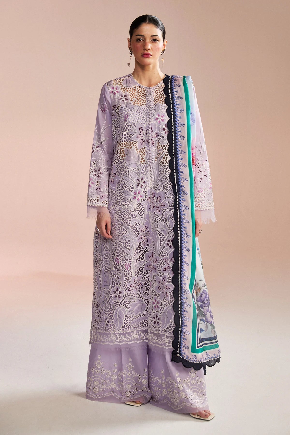 Umi-3B- Embroidered Lilac Lawn Ensemble By- Zara Shahjahan