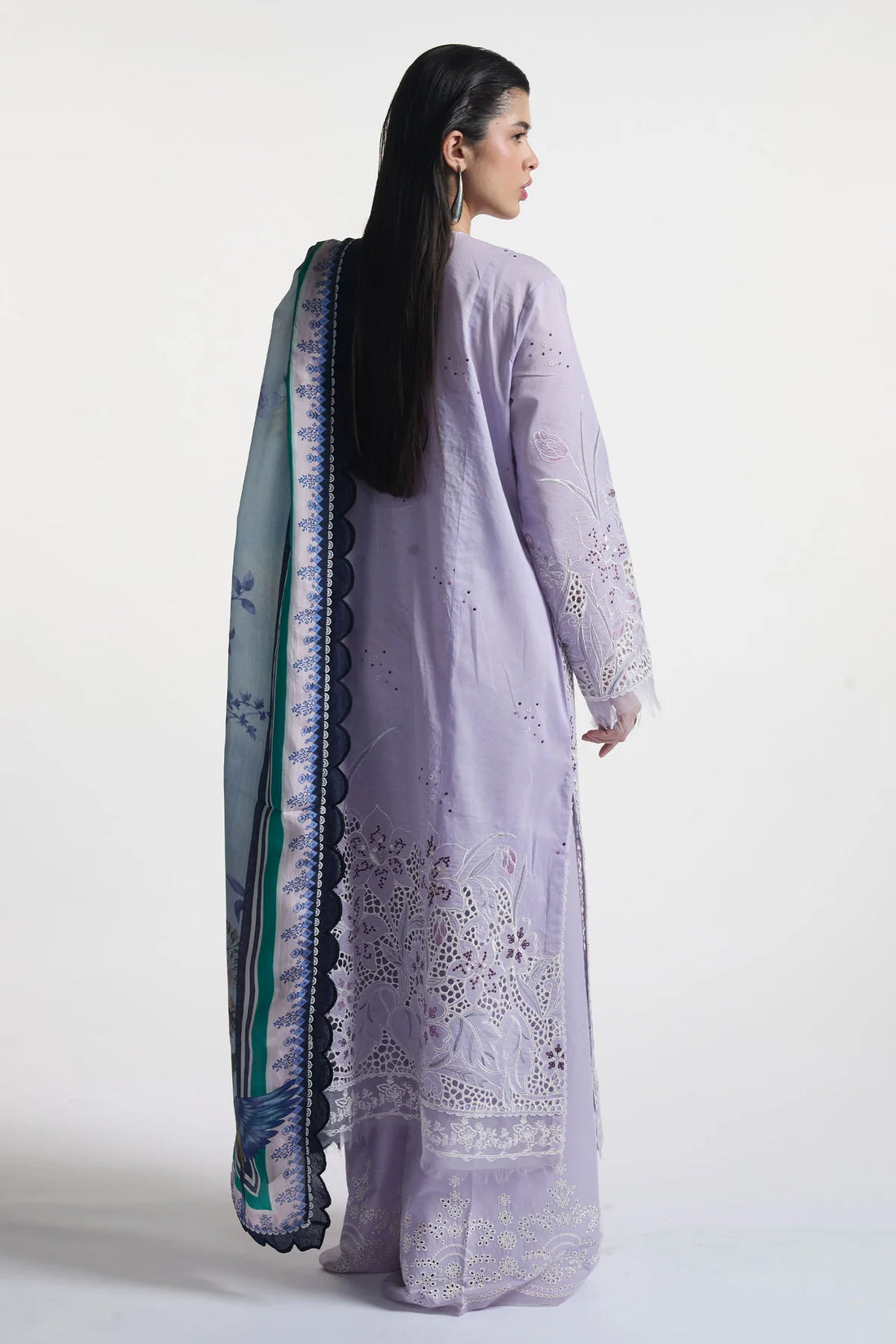 Umi-3B- Embroidered Lilac Lawn Ensemble By- Zara Shahjahan