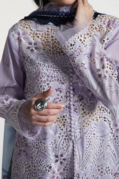 Umi-3B- Embroidered Lilac Lawn Ensemble By- Zara Shahjahan