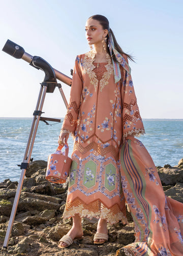 Under The Tuscan love - D1 A - Sunset Embroidered Lawn Outfit By- Crimson