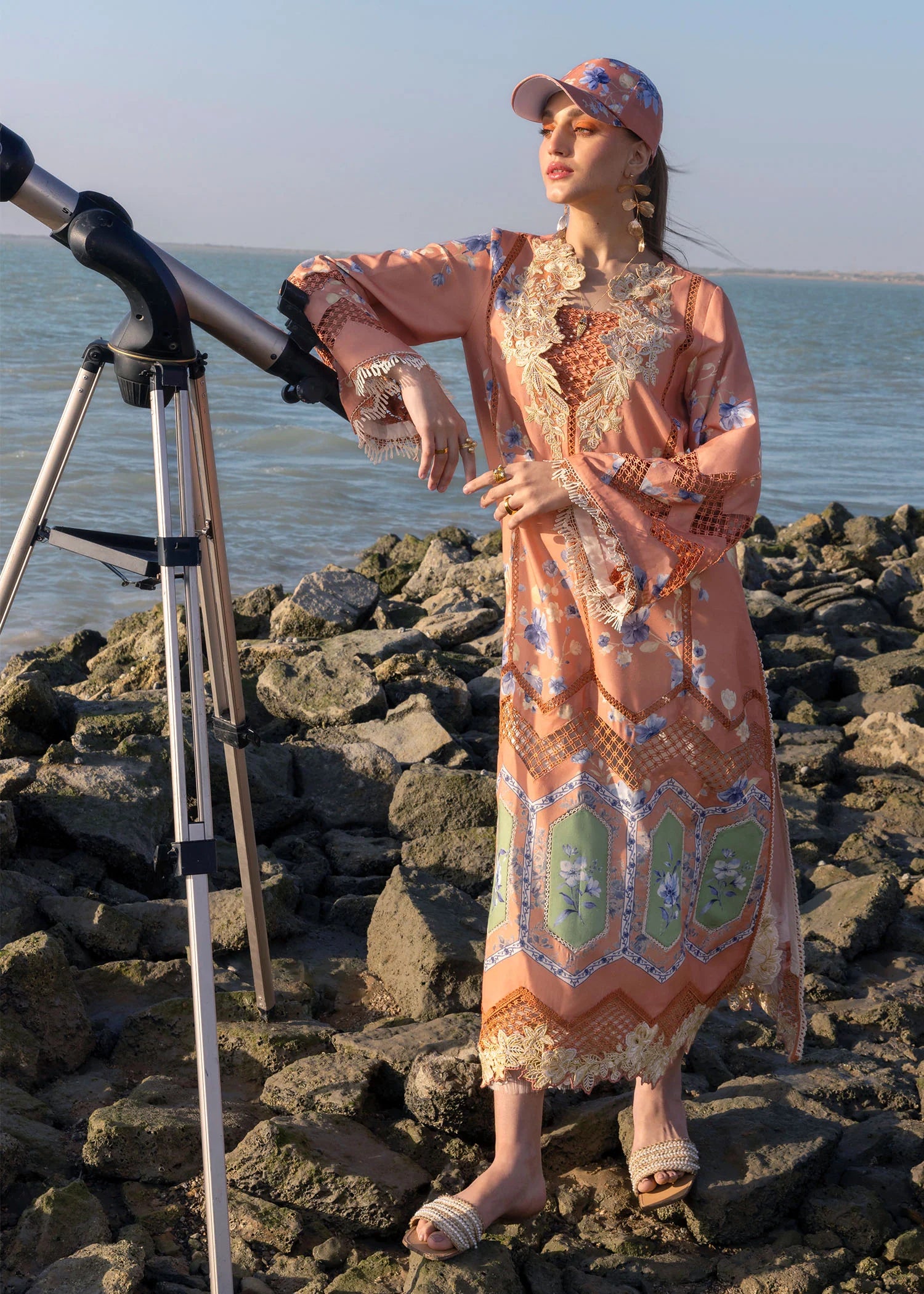 Under The Tuscan love - D1 A - Sunset Embroidered Lawn Outfit By- Crimson