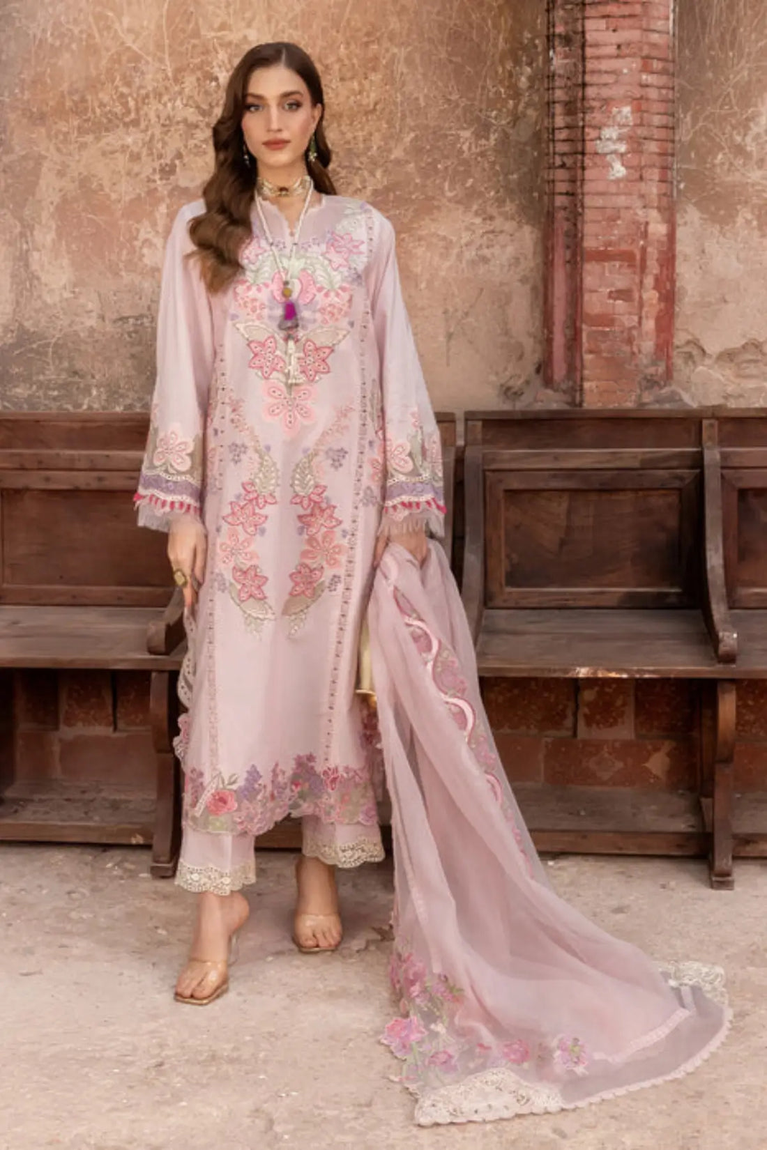 VERA-9-B Saira Shakira Breeze Lawn 2026 peach pink embroidered stitched suit Pakistanimoda