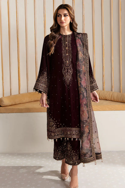 VF-2012 Jazmin Burgundy Velvet Stitched Formal Party Wear Suit with Organza Dupatta – Pakistanimoda Exclusive