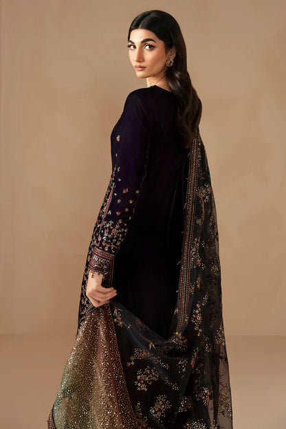 VF-2027 Jazmin Purple Velvet Embroidered Stitched Formal Outfit with Organza Dupatta – Available Online at Pakistanimoda.com