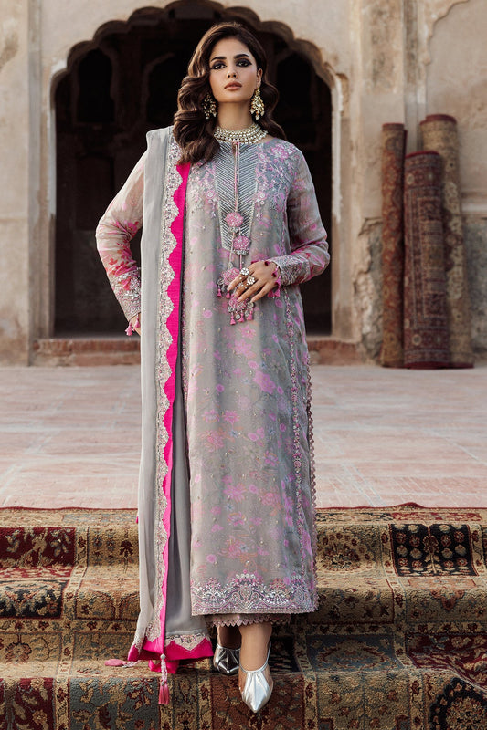 VSL25-34 Charizma Pink Grey Vasal Vol 5 Stitched Chiffon Suit – Luxury wedding & festive wear online at Pakistanimoda.com with worldwide shipping.