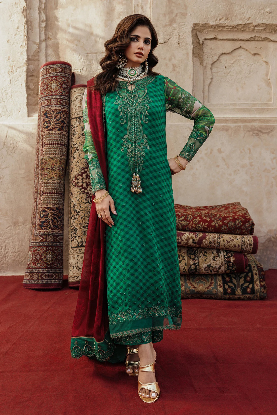 VSL25-35 Charizma Green Vasal Vol 5 Stitched Chiffon Suit – Luxury 3PC designer outfit online at Pakistanimoda.com with worldwide shipping.