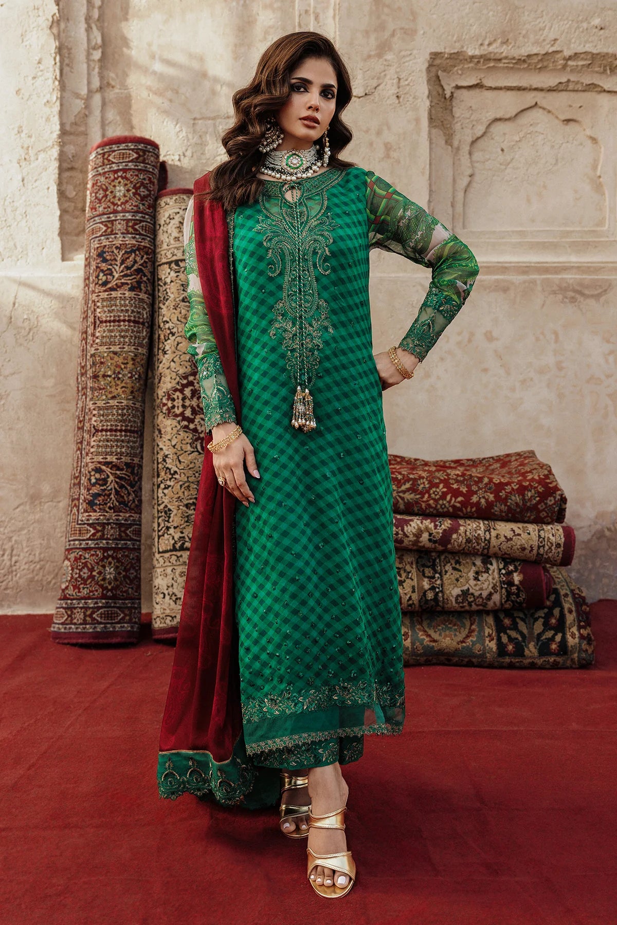 VSL25-35 Charizma Green Vasal Vol 5 Stitched Chiffon Suit – Luxury 3PC designer outfit online at Pakistanimoda.com with worldwide shipping.