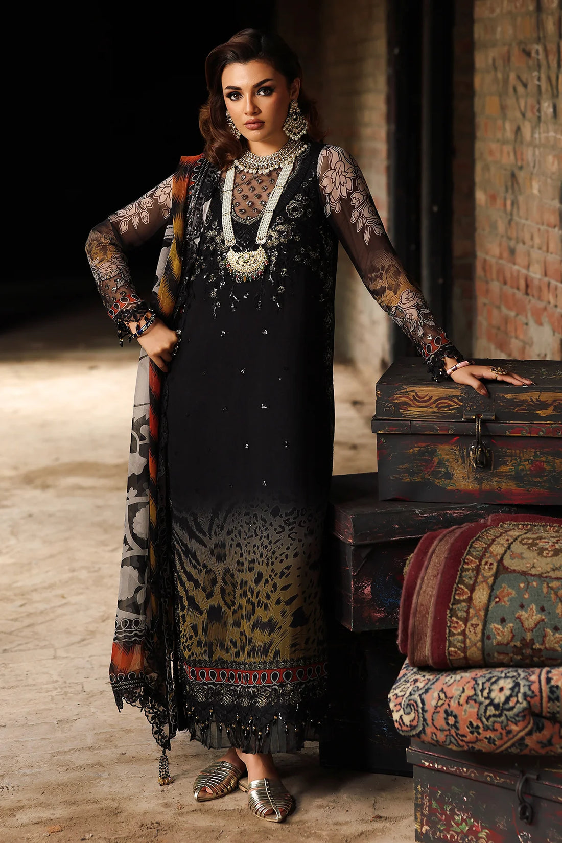 VSL25-36 Charizma Black Vasal Vol 5 Stitched Chiffon Suit – Luxury 3PC designer wear online at Pakistanimoda.com with worldwide delivery.