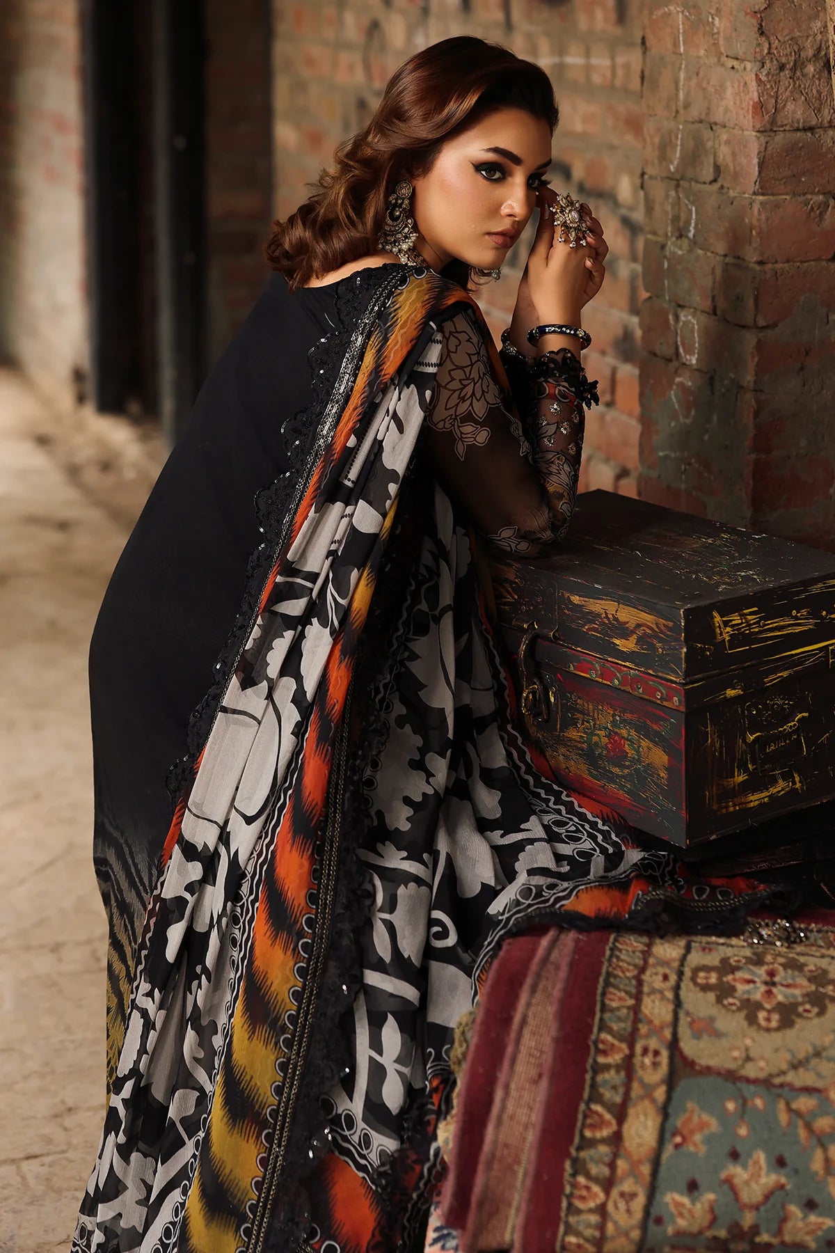 VSL25-36 Charizma Black Vasal Vol 5 Stitched Chiffon Suit – Luxury 3PC designer wear online at Pakistanimoda.com with worldwide delivery.