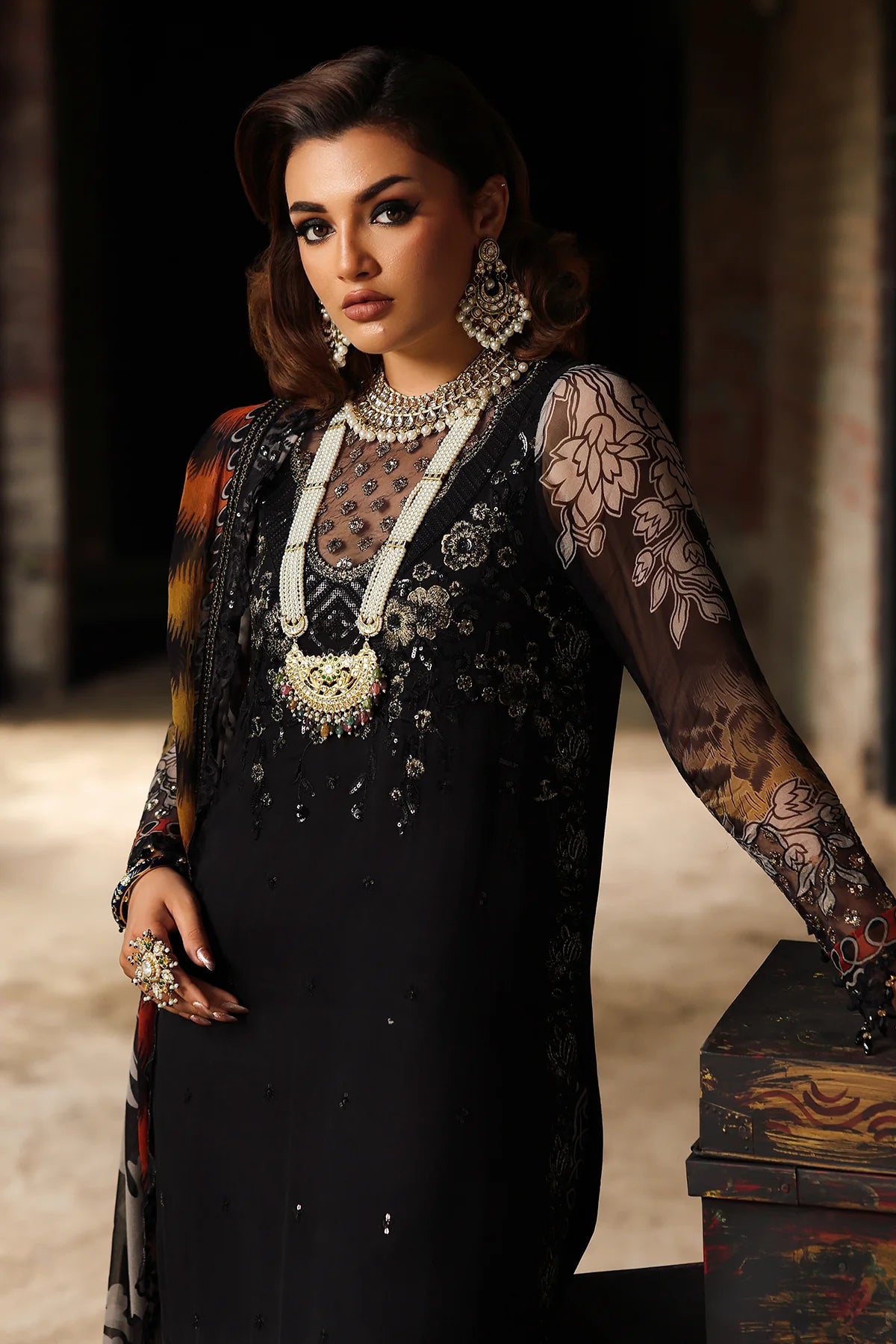 VSL25-36 Charizma Black Vasal Vol 5 Stitched Chiffon Suit – Luxury 3PC designer wear online at Pakistanimoda.com with worldwide delivery.