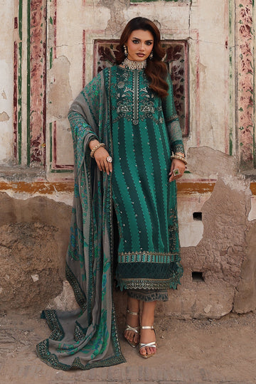 Pakistanimoda Charizma VSL25-40 bottle green chiffon stitched suit from Vasal Vol 6 Unstitched Luxury Chiffon Collection.