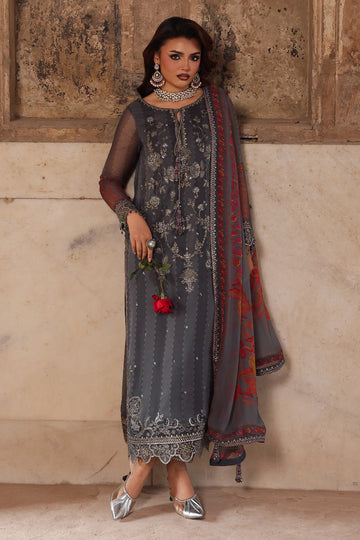 Pakistanimoda Charizma VSL25-41 dark grey chiffon stitched suit from Vasal Vol 6 Unstitched Luxury Chiffon Collection.