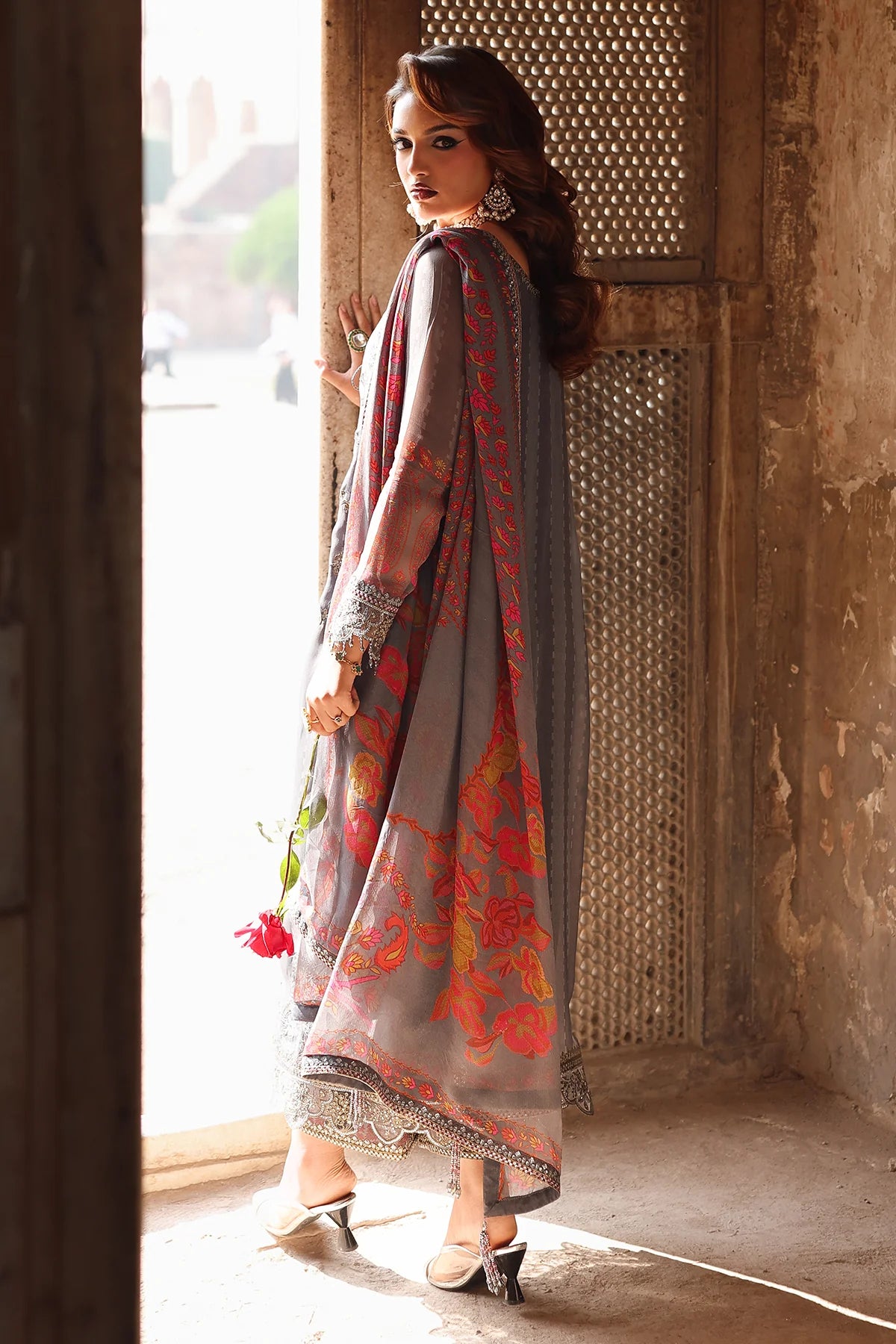 Pakistanimoda Charizma VSL25-41 dark grey chiffon stitched suit from Vasal Vol 6 Unstitched Luxury Chiffon Collection.