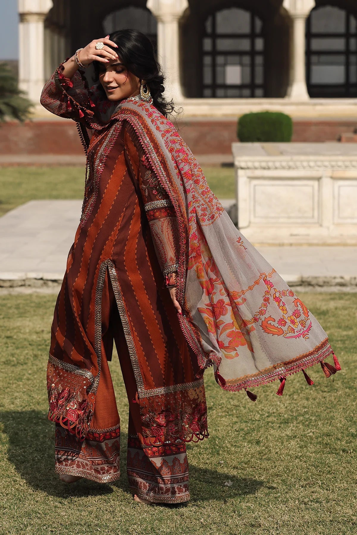Pakistanimoda Charizma VSL25-42 rust chiffon stitched suit from Vasal Vol 6 Unstitched Luxury Chiffon Collection.