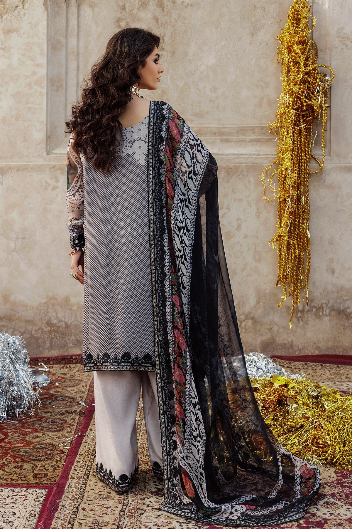 Pakistanimoda Charizma VSL25-44 grey chiffon stitched suit from Vasal Vol 6 Unstitched Luxury Chiffon Collection.
