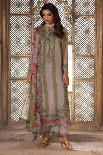 Charizma VSL25-46 skin chiffon embroidered stitched suit with silk trouser, perfect for weddings and festive occasions.