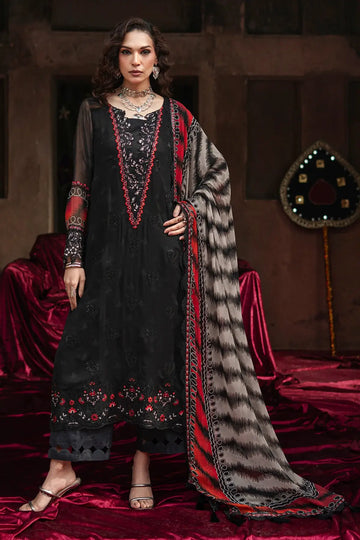 Black embroidered chiffon 3PC stitched suit VSL6-02 by Charizma Vasal Vol 02 with dupatta Pakistanimoda online