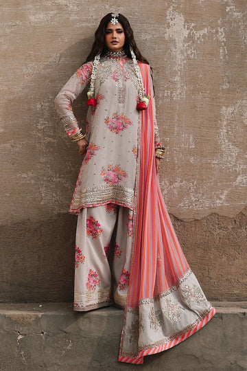 Beige chiffon stitched embroidered 3PC suit VSL6-09 Charizma Vasal Vol 02 with dupatta Pakistanimoda