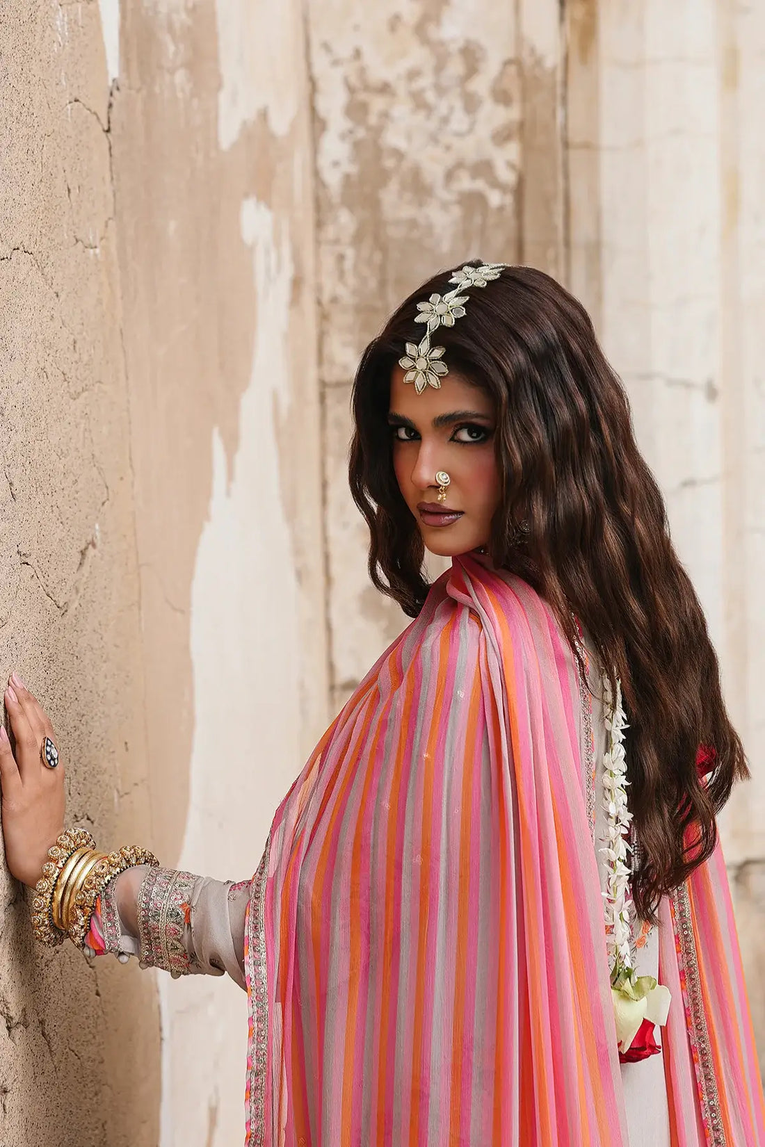 Beige chiffon stitched embroidered 3PC suit VSL6-09 Charizma Vasal Vol 02 with dupatta Pakistanimoda