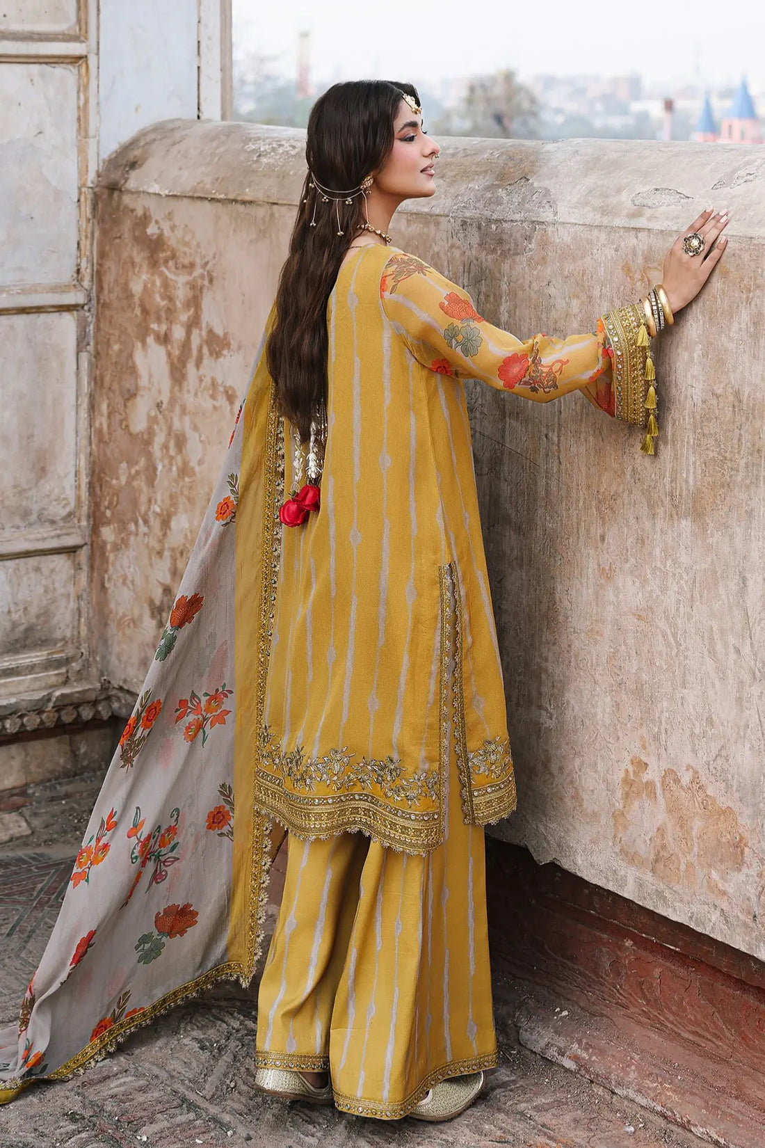VSL6-10 mustard chiffon embroidered stitched 3PC suit Charizma Vasal Vol 02 Pakistanimoda