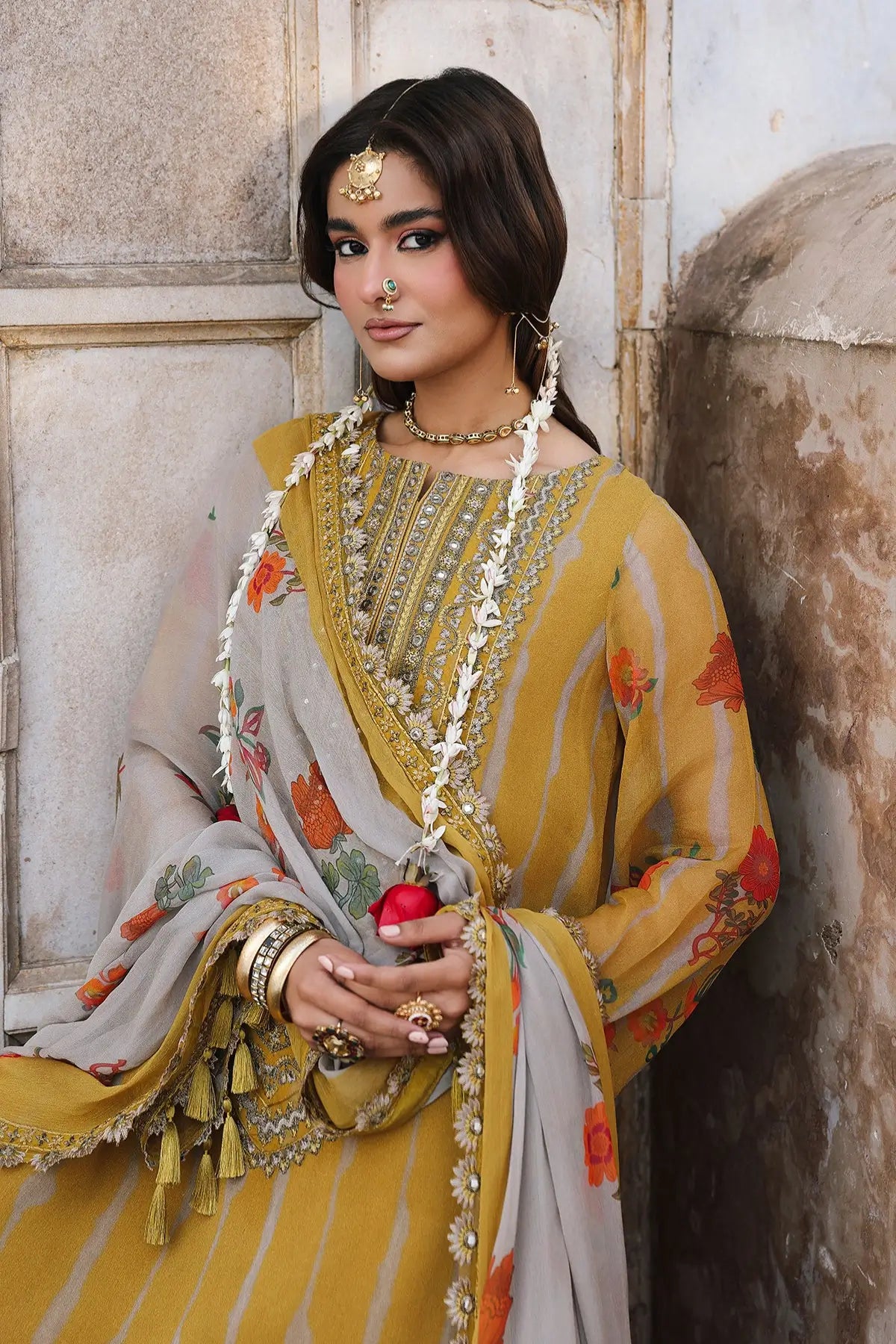 VSL6-10 mustard chiffon embroidered stitched 3PC suit Charizma Vasal Vol 02 Pakistanimoda