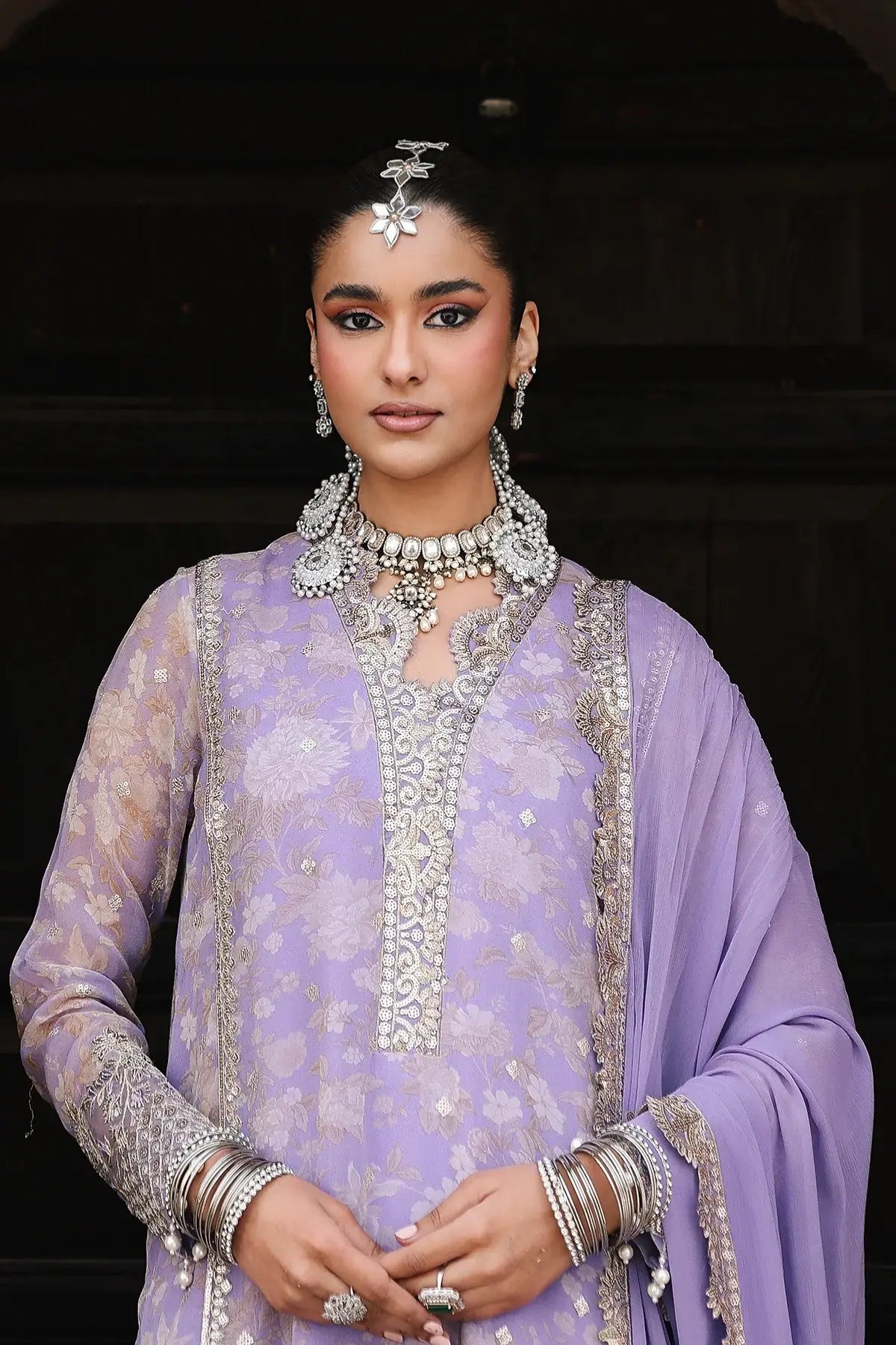 VSL6-11 lilac chiffon embroidered stitched 3PC suit Charizma Vasal Vol 02 Pakistanimoda