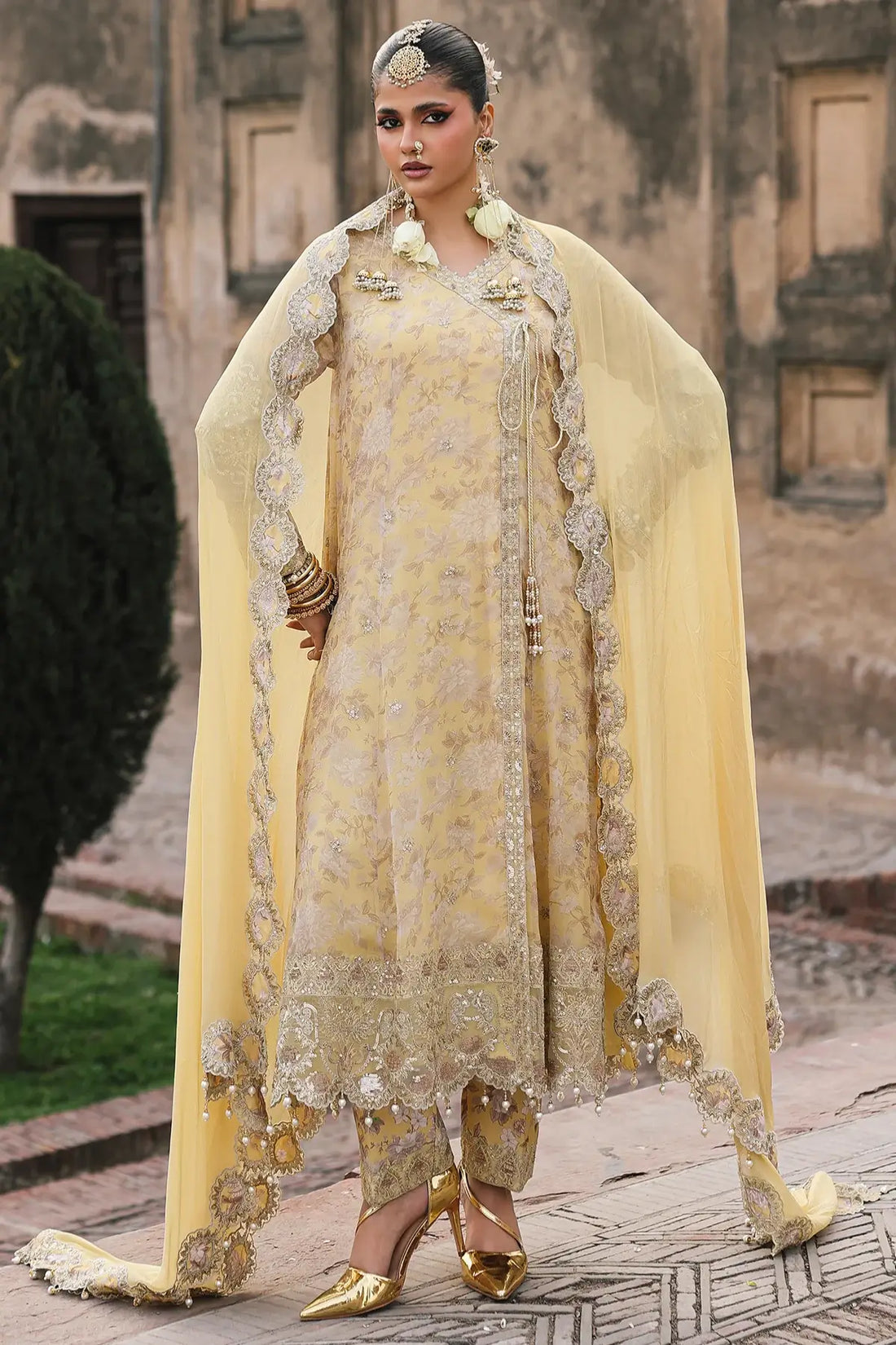 Yellow chiffon embroidered stitched 3PC suit VSL6-13 Charizma Vasal Vol 02 with dupatta Pakistanimoda