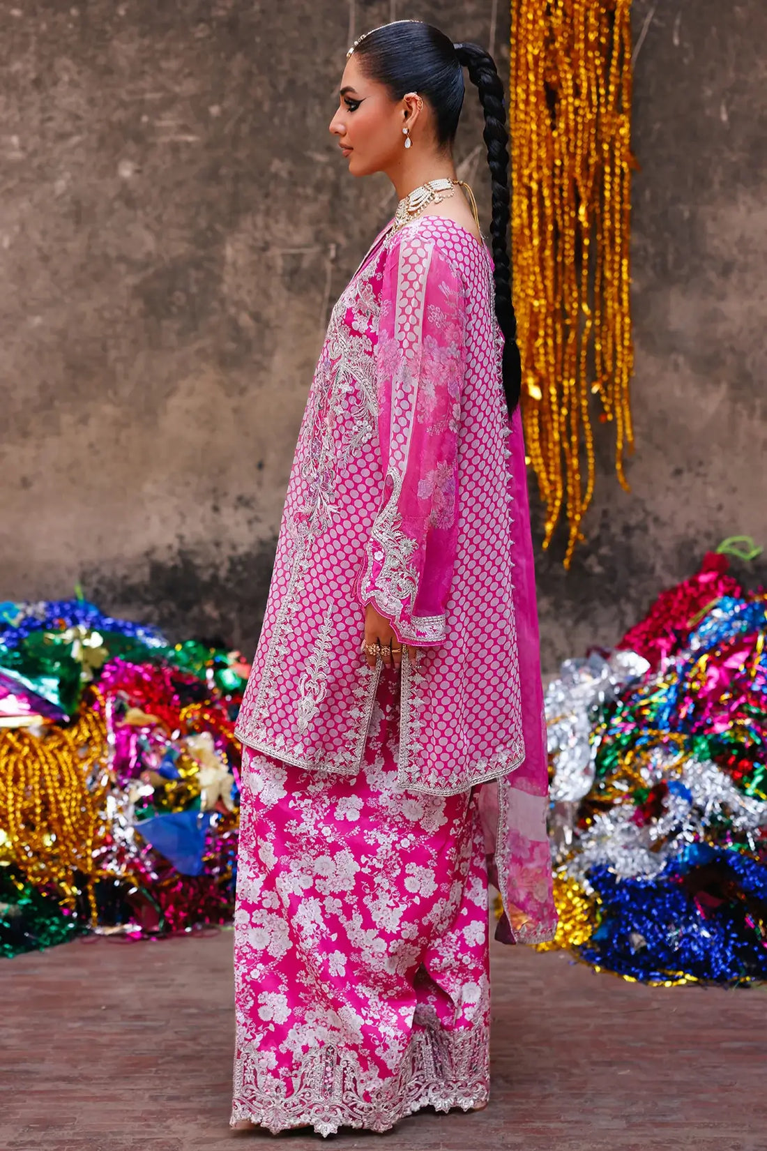 Pink chiffon embroidered stitched 3PC suit VSL6-14 Charizma Vasal Vol 02 with dupatta Pakistanimoda