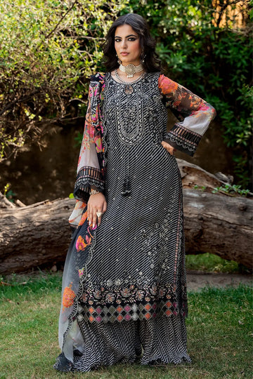 Charizma VSLW6-02 Black Embroidered Chiffon Stitched 3PC Suit with Printed Raw Silk Trouser