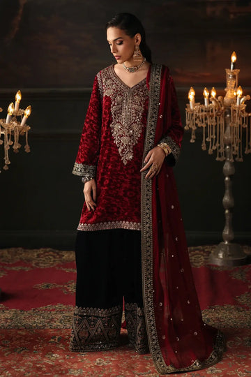 Charizma Signora maroon velvet embroidered stitched formal outfit