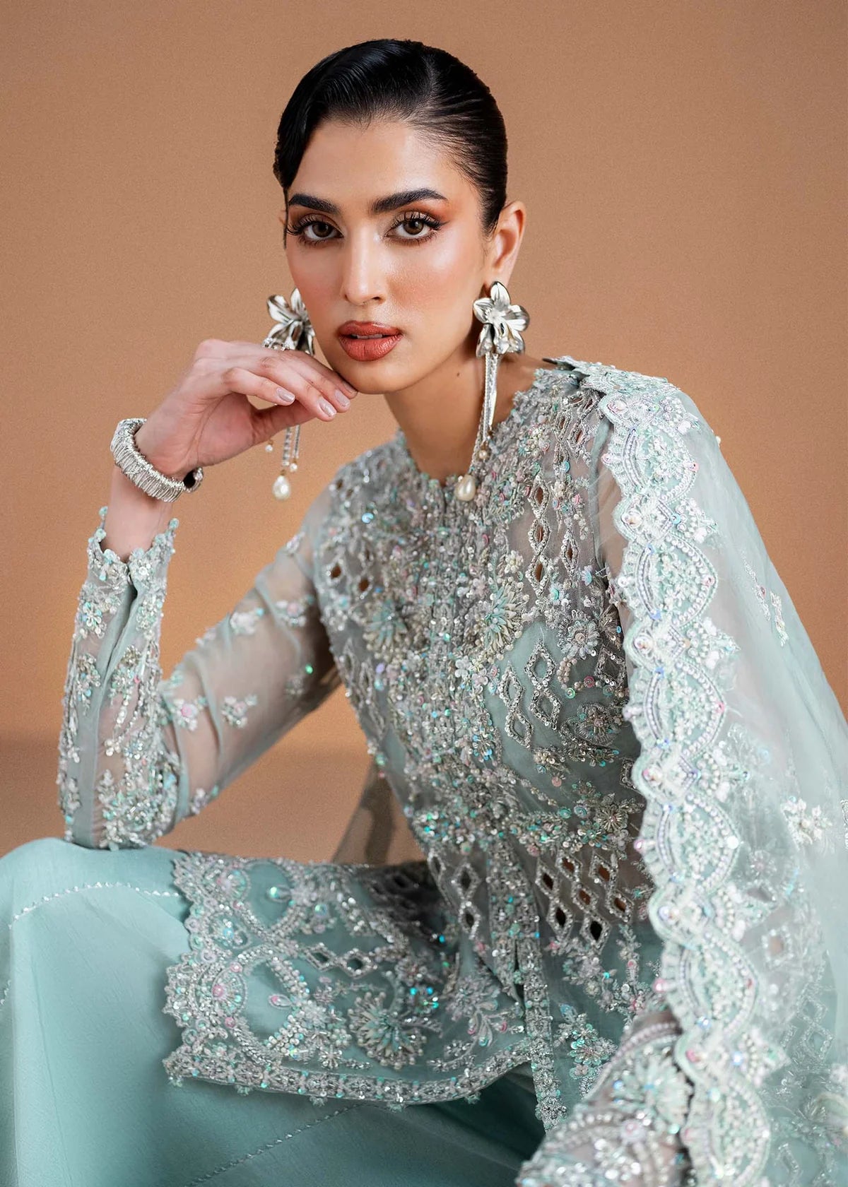 Vania by Kanwal Malik contemporary Pakistani ice blue party wear suit
