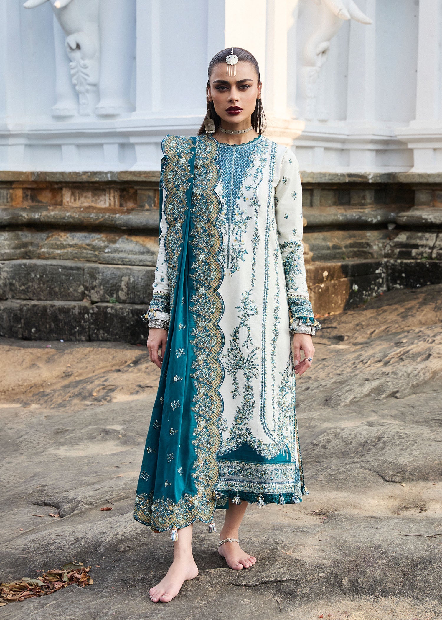 Veil- Ivory Luxury Lawn Suit By- Hussain Rehar