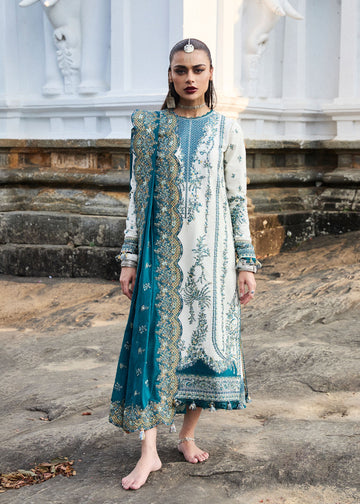 Veil- Ivory Luxury Lawn Suit By- Hussain Rehar
