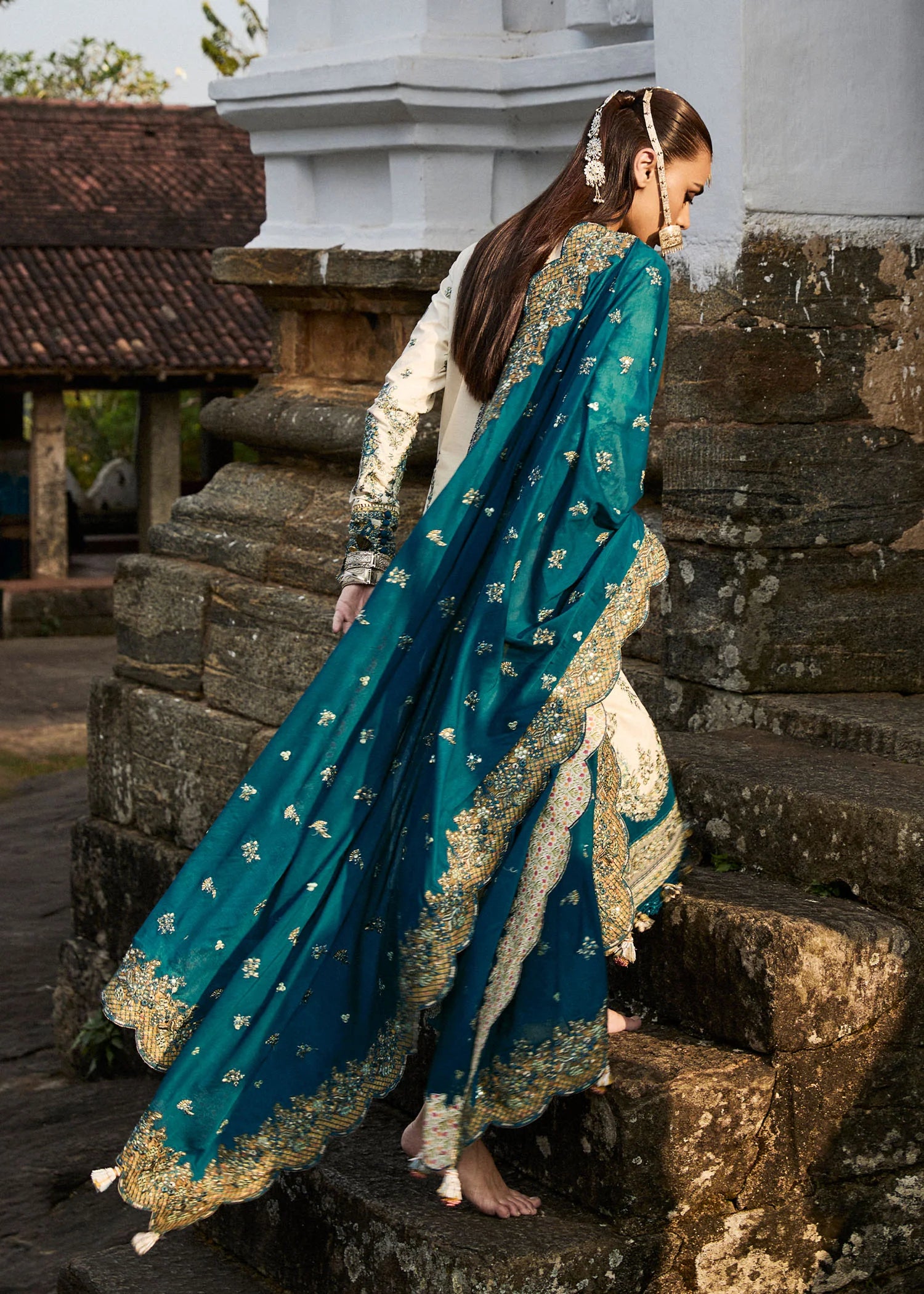 Veil- Ivory Luxury Lawn Suit By- Hussain Rehar